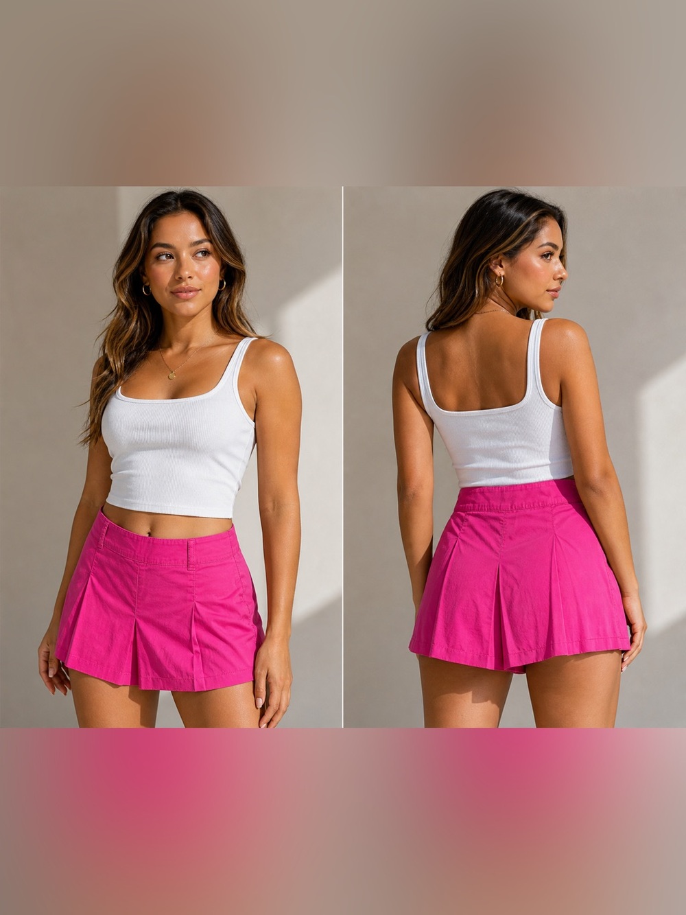 Jenna Rose Hot Pink Pleated Skort Size XL Bright Preppy Tennis Skirt